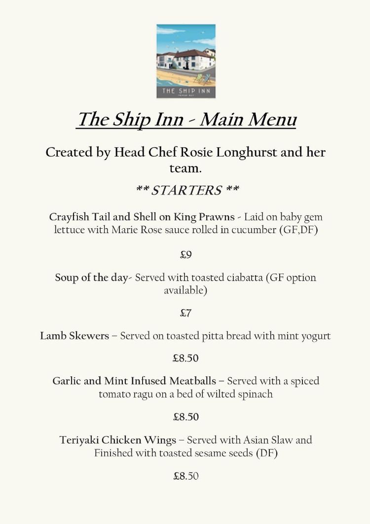 Image of the The Ship Inn - Menu (P1) and The Ship Inn, Herne Bay