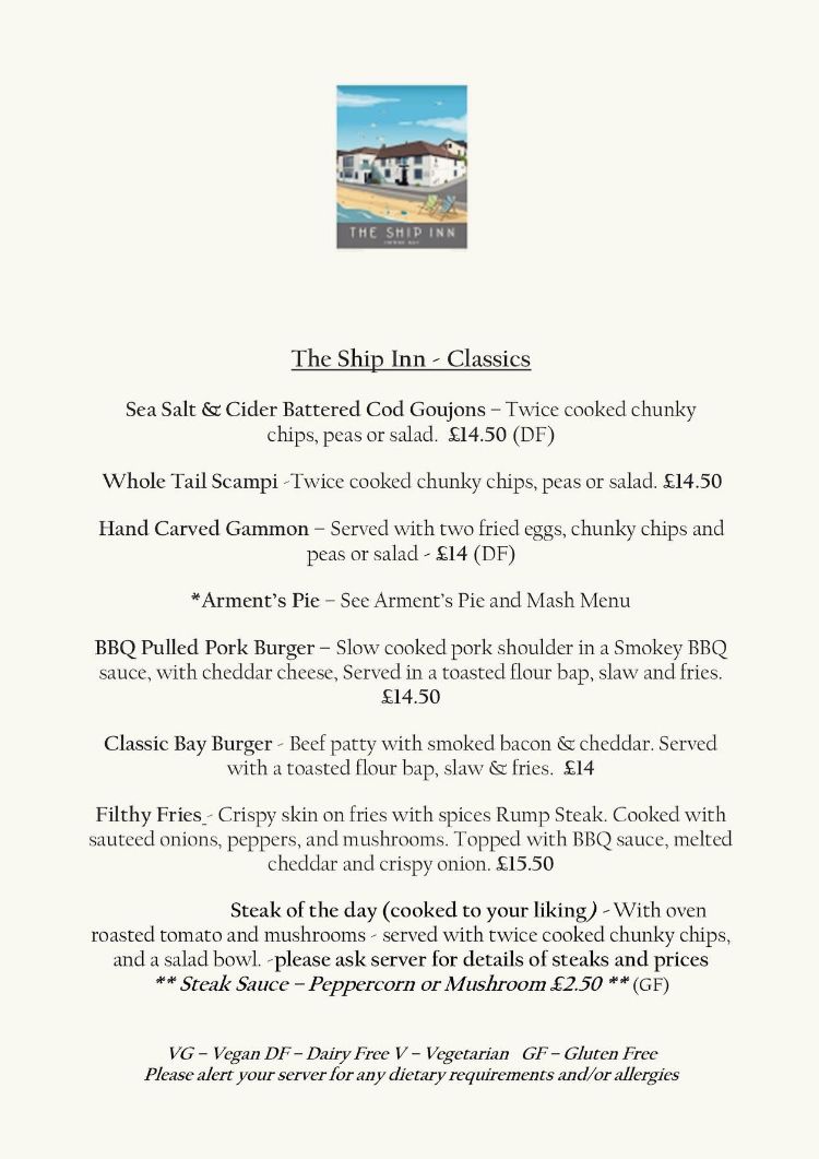 Image of the The Ship Inn - Menu (P3) and The Ship Inn, Herne Bay