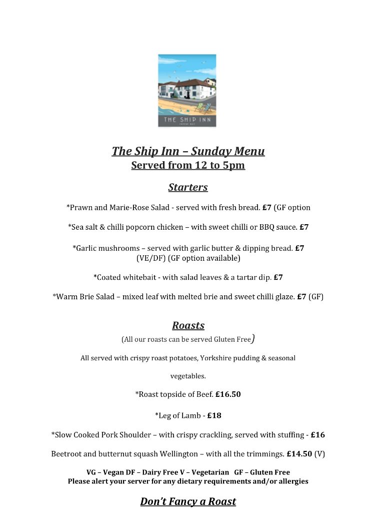 Image of the The Ship Inn - Sunday Menu and The Ship Inn, Herne Bay