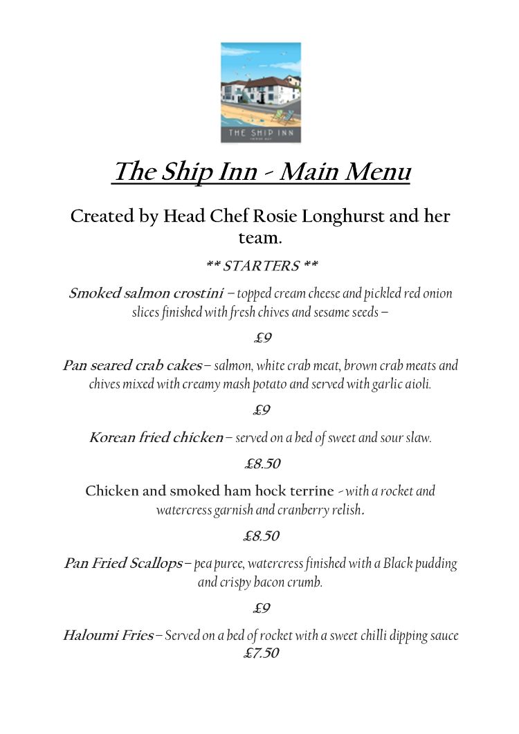 Image of the The Ship Inn - Menu (P1) and The Ship Inn, Herne Bay