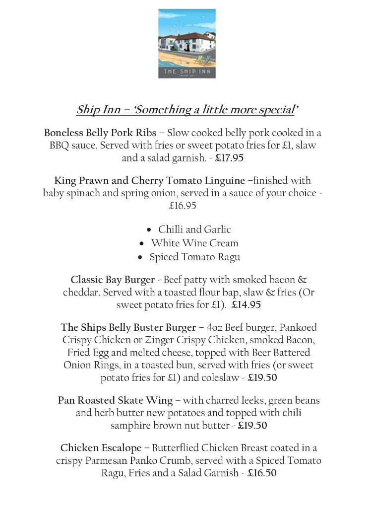 Image of the The Ship Inn - Menu (P2) and The Ship Inn, Herne Bay